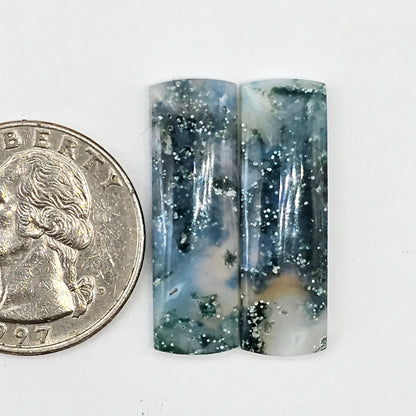 Moss Agate Cabochon pair