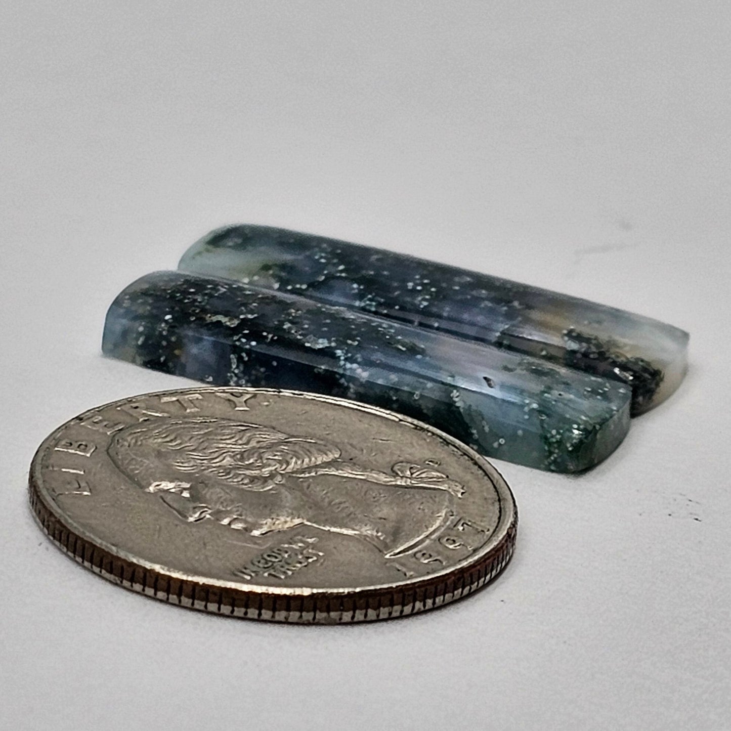 Moss Agate Cabochon pair