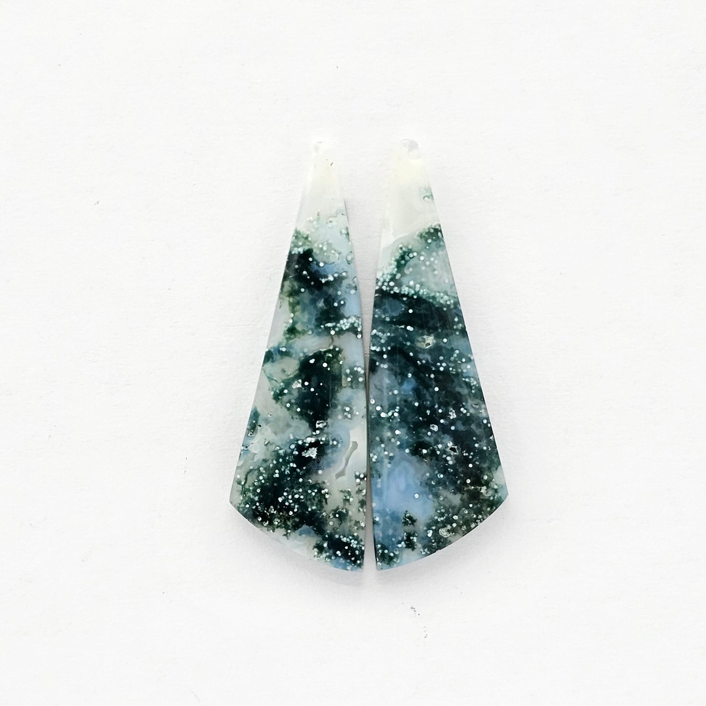 Moss Agate Cabochon pair