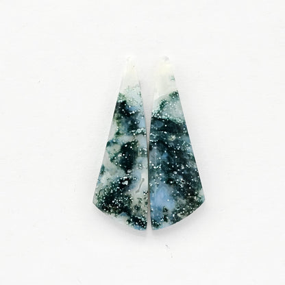 Moss Agate Cabochon pair