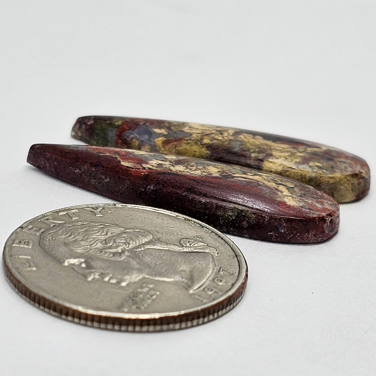 Moss Agate Cabochon pair
