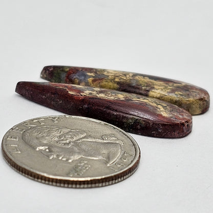 Moss Agate Cabochon pair