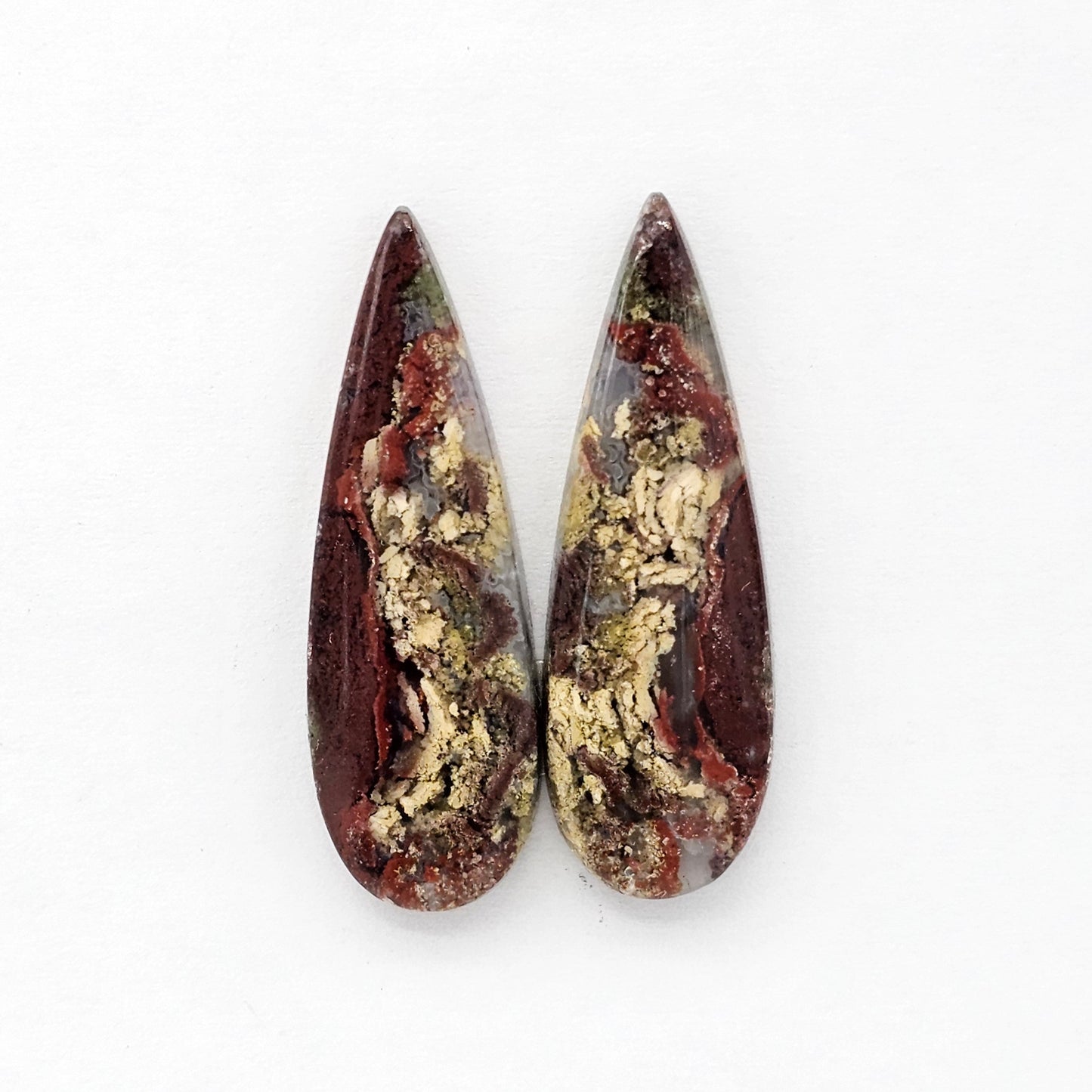 Moss Agate Cabochon pair