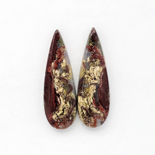 Moss Agate Cabochon pair