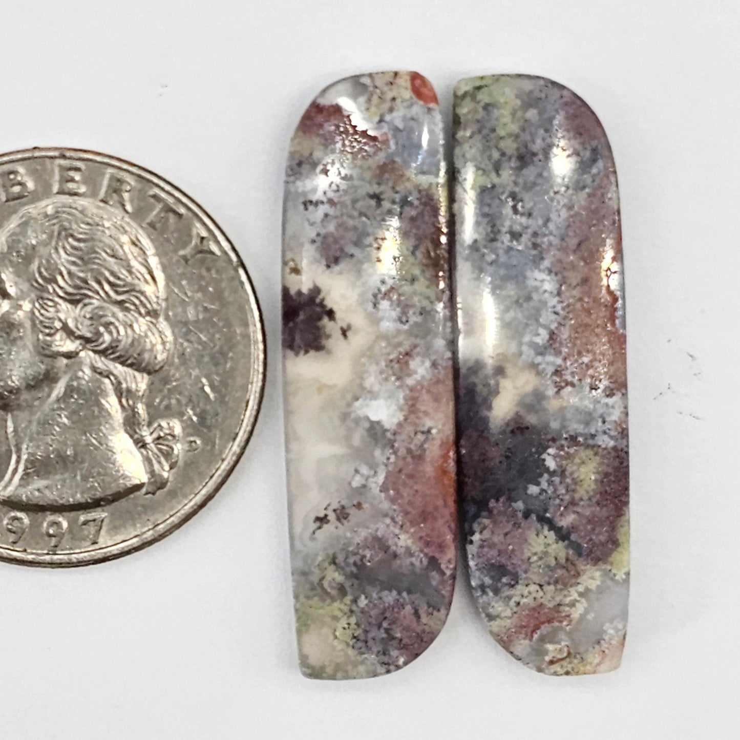 Moss Agate Cabochon pair