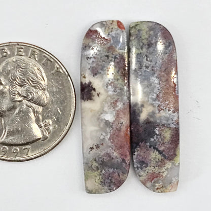 Moss Agate Cabochon pair