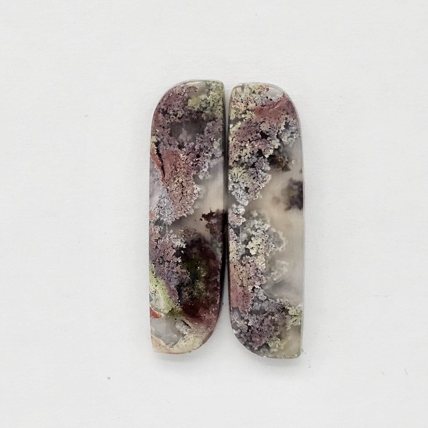 Moss Agate Cabochon pair