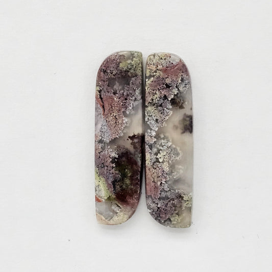 Moss Agate Cabochon pair