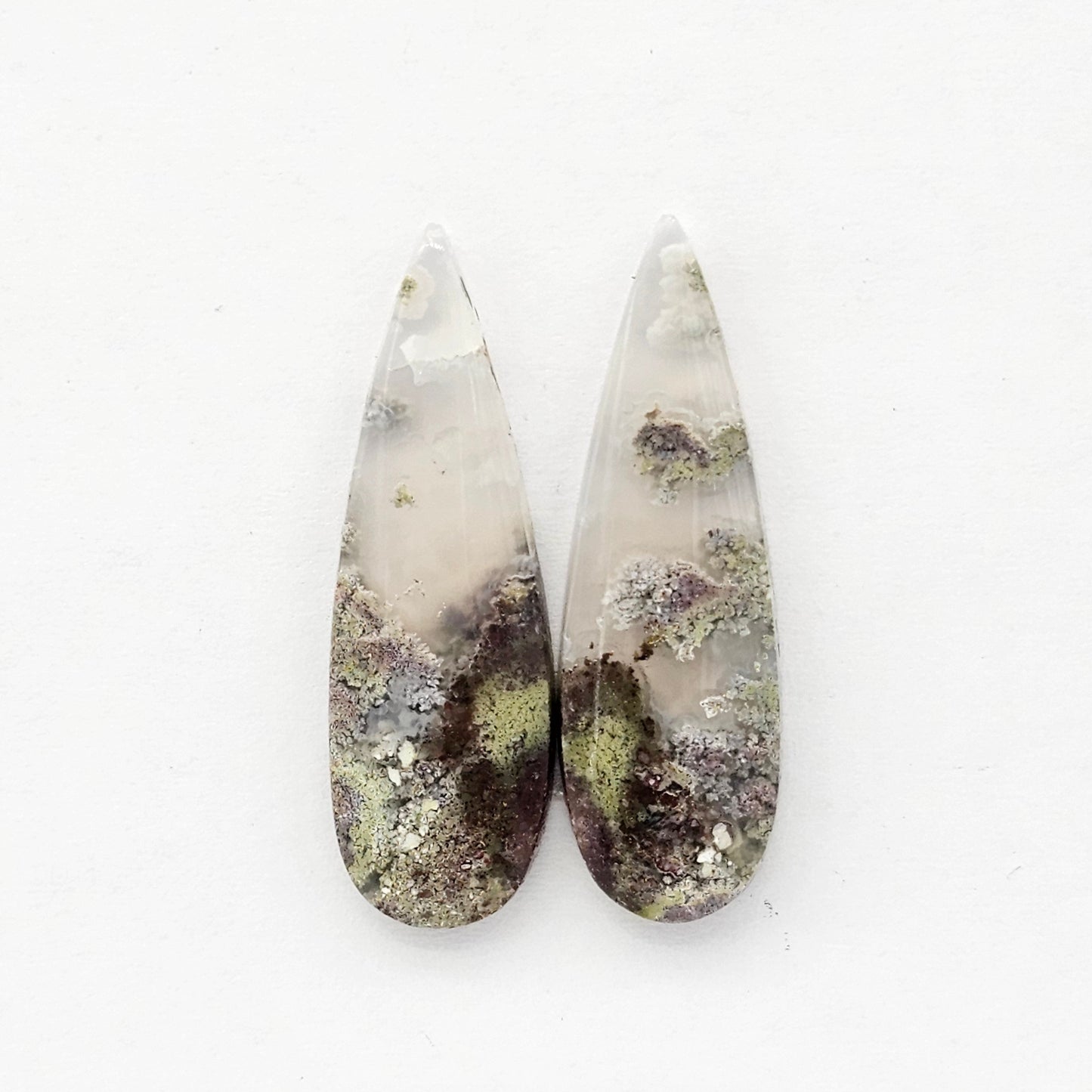 Moss Agate Cabochon pair
