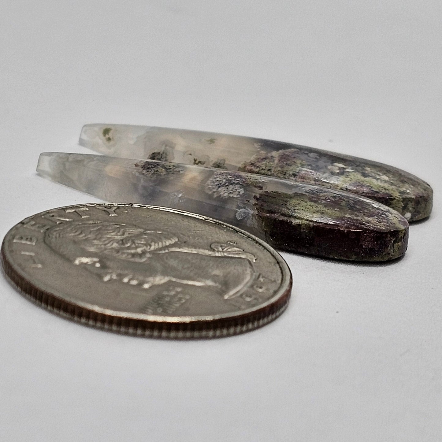 Moss Agate Cabochon pair