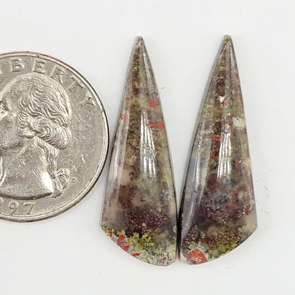 Moss Agate Cabochon pair