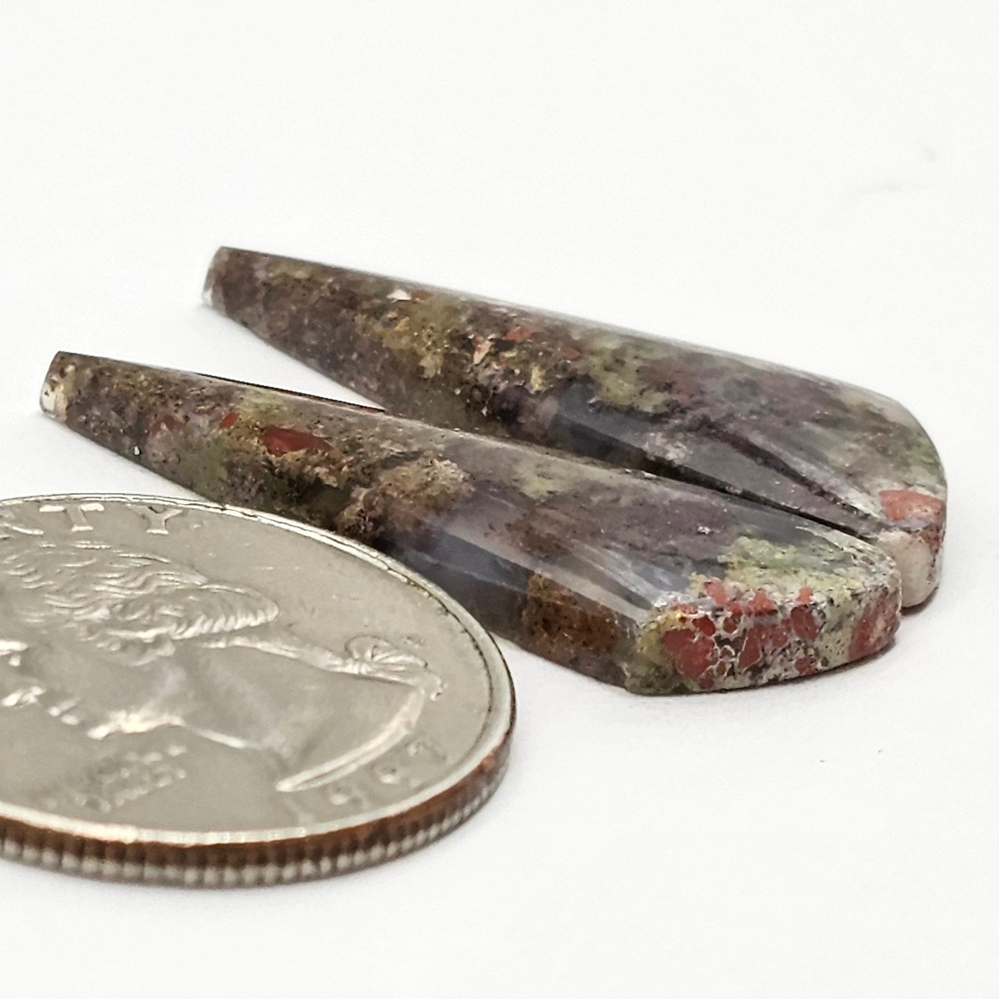 Moss Agate Cabochon pair