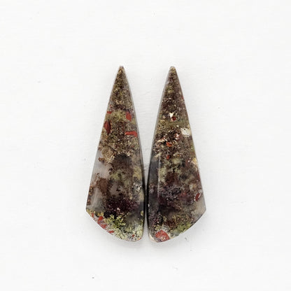 Moss Agate Cabochon pair