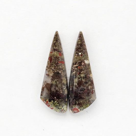 Moss Agate Cabochon pair