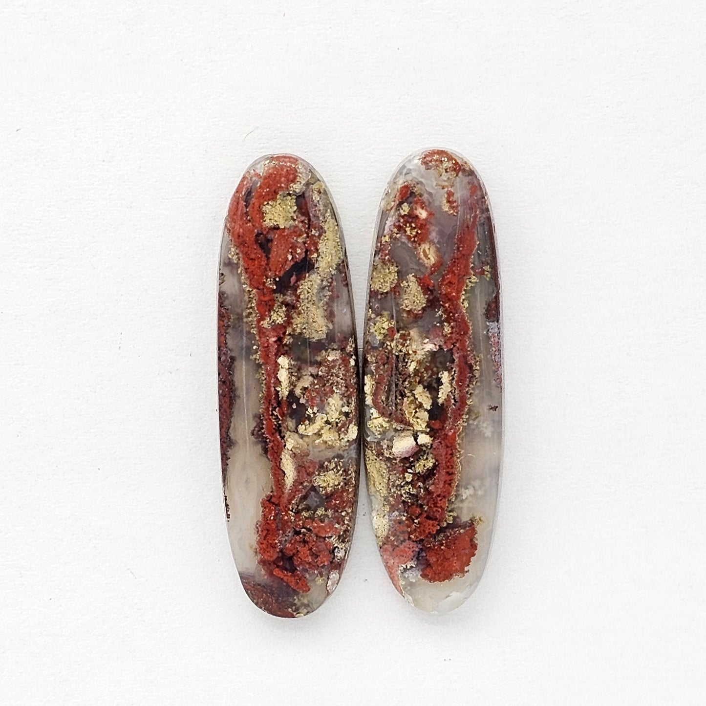 Moss Agate Cabochon pair