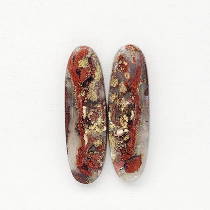 Moss Agate Cabochon pair