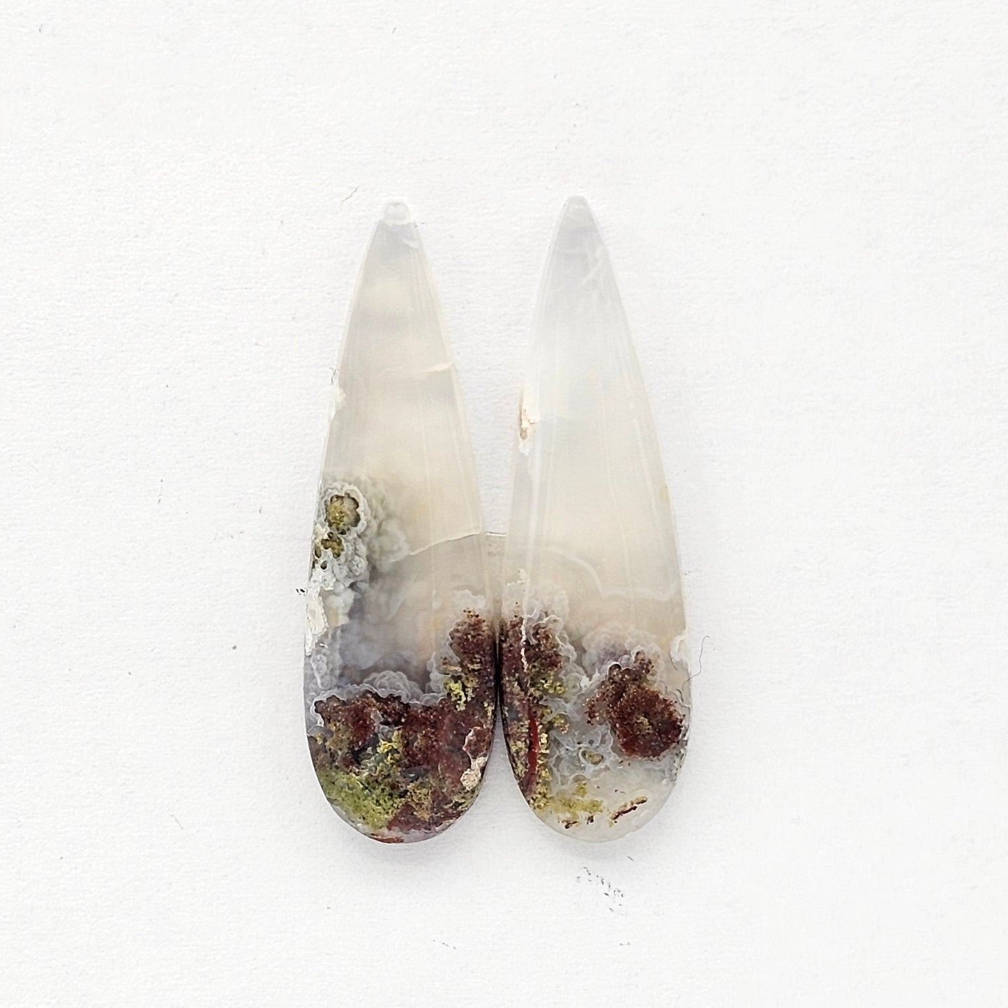Moss Agate Cabochon pair