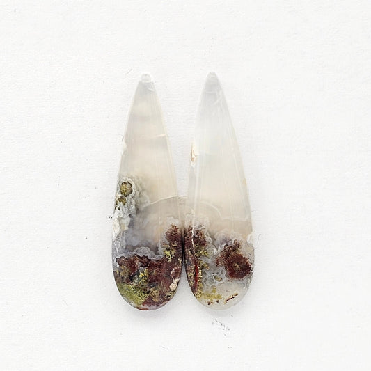 Moss Agate Cabochon pair