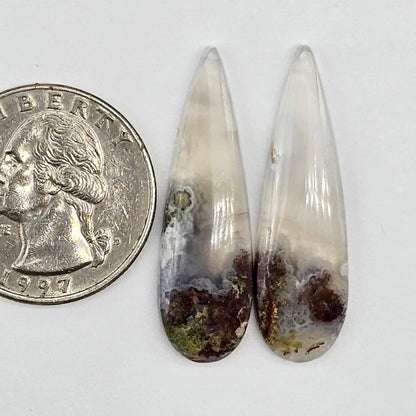 Moss Agate Cabochon pair