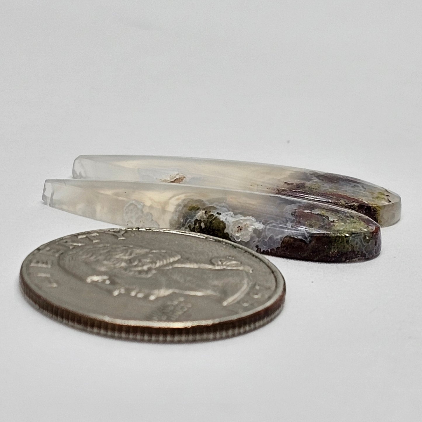 Moss Agate Cabochon pair