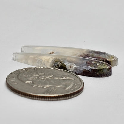 Moss Agate Cabochon pair