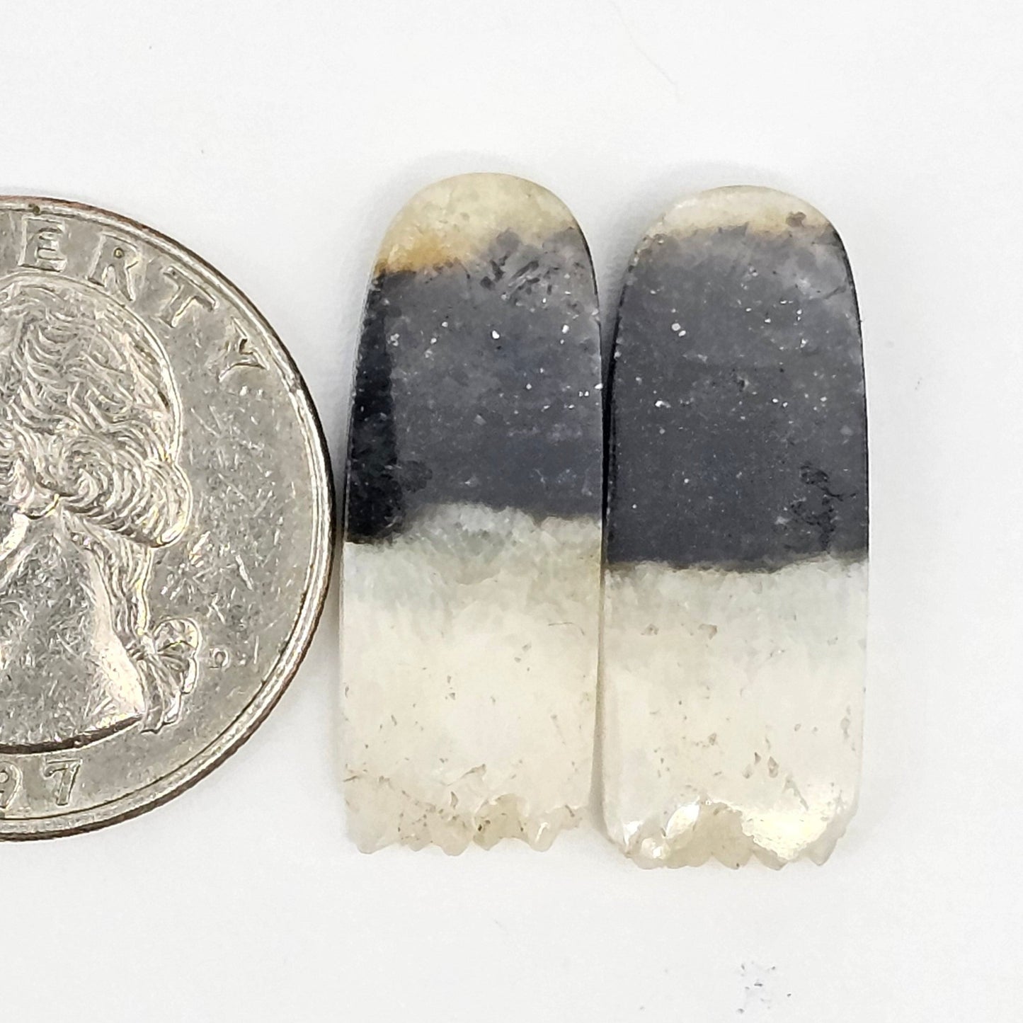 Yin Yang Agate Cabochon Pair