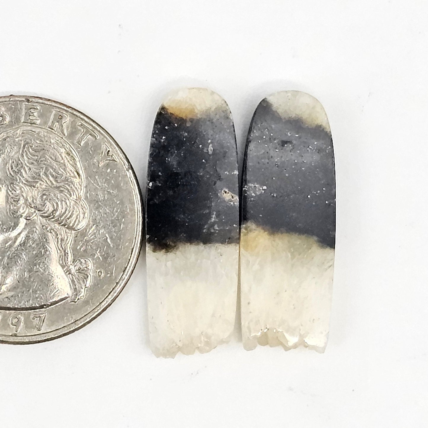 Yin Yang Agate Cabochon Pair