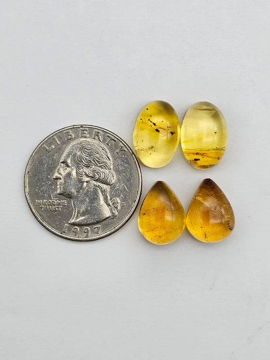 Amber authentic cabochon pair lot