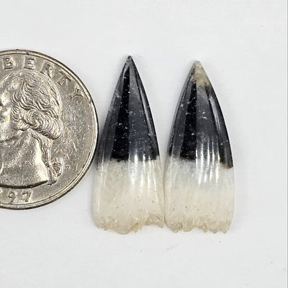 Yin Yang Agate Cabochon Pair
