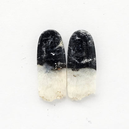 Yin Yang Agate Cabochon Pair