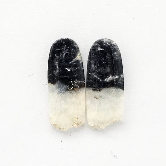 Yin Yang Agate Cabochon Pair