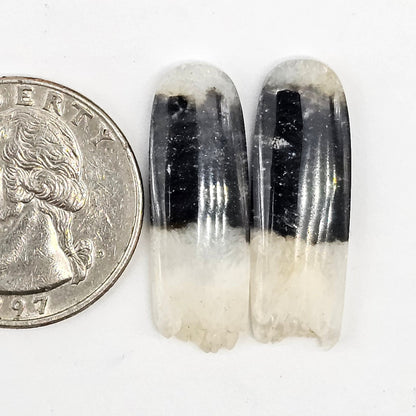 Yin Yang Agate Cabochon Pair