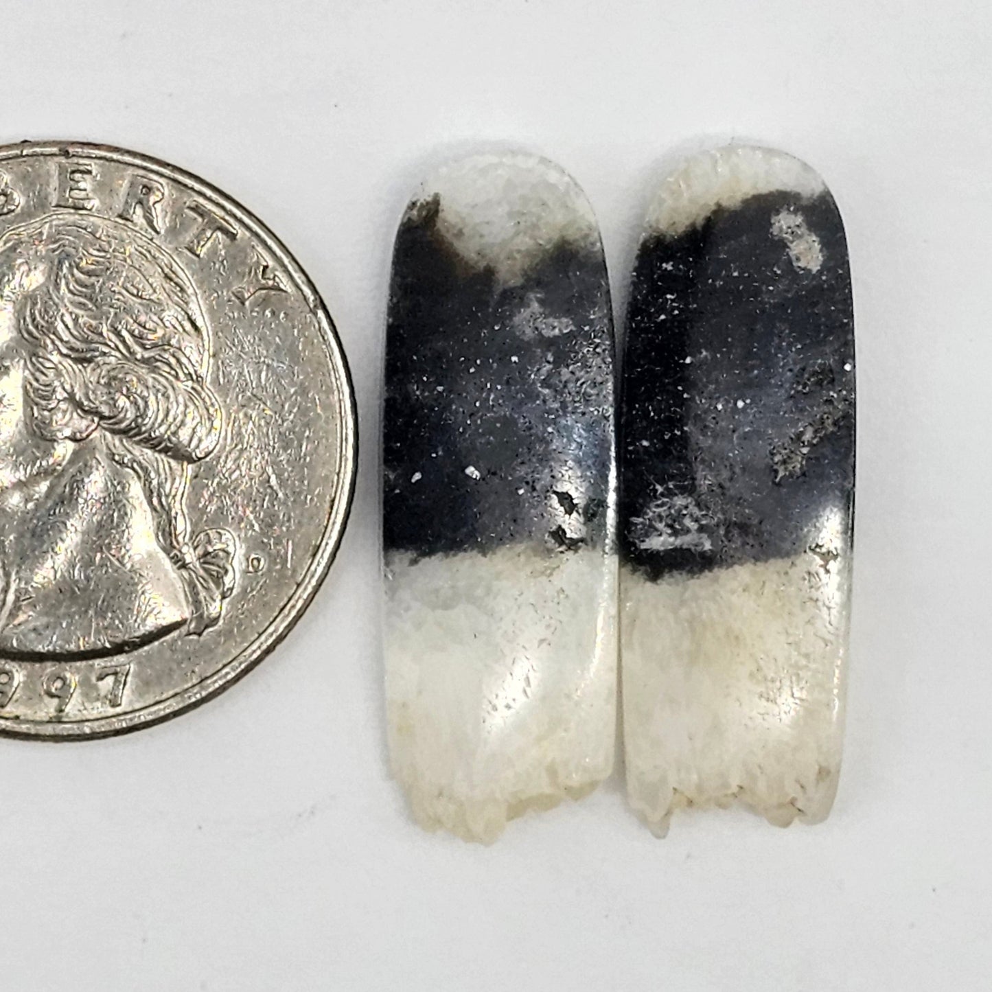 Yin Yang Agate Cabochon Pair