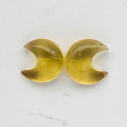 Amber authentic moon cabochon pair large