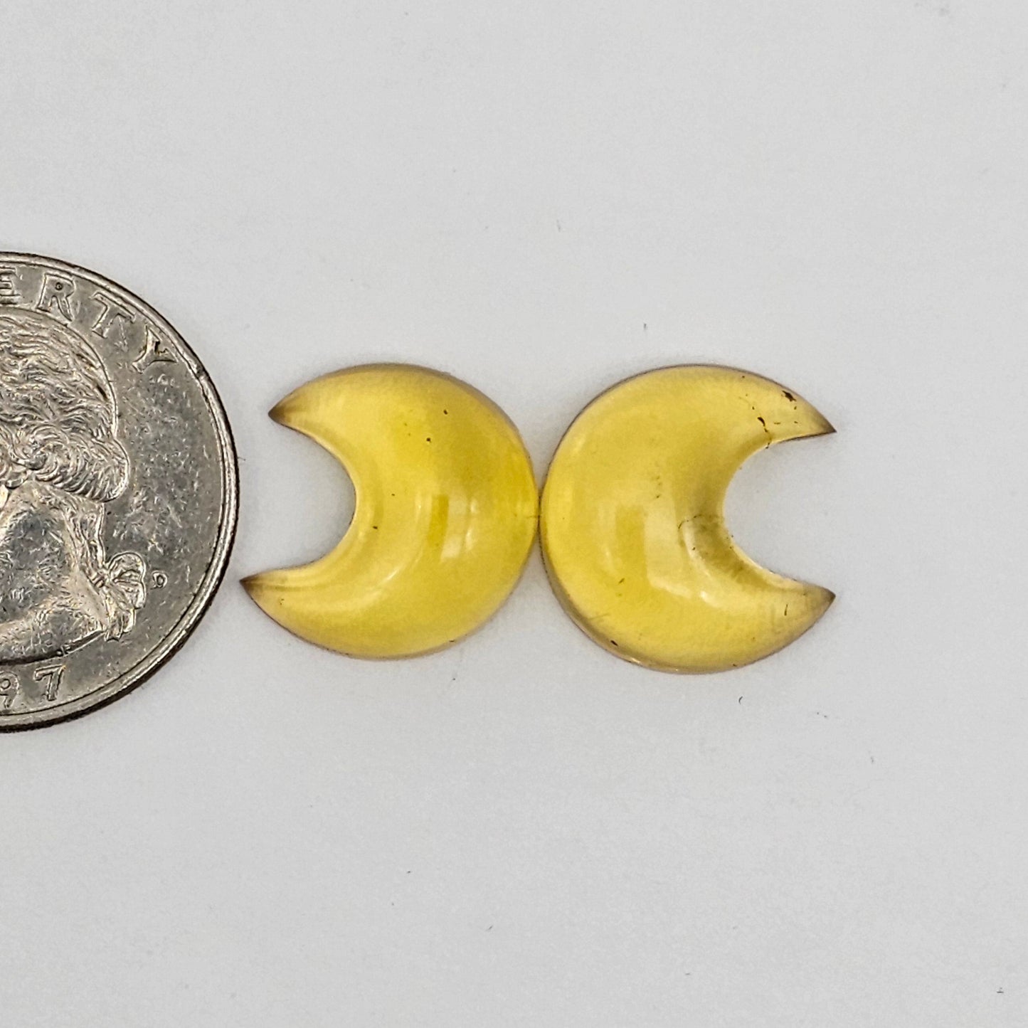 Amber authentic moon cabochon pair large