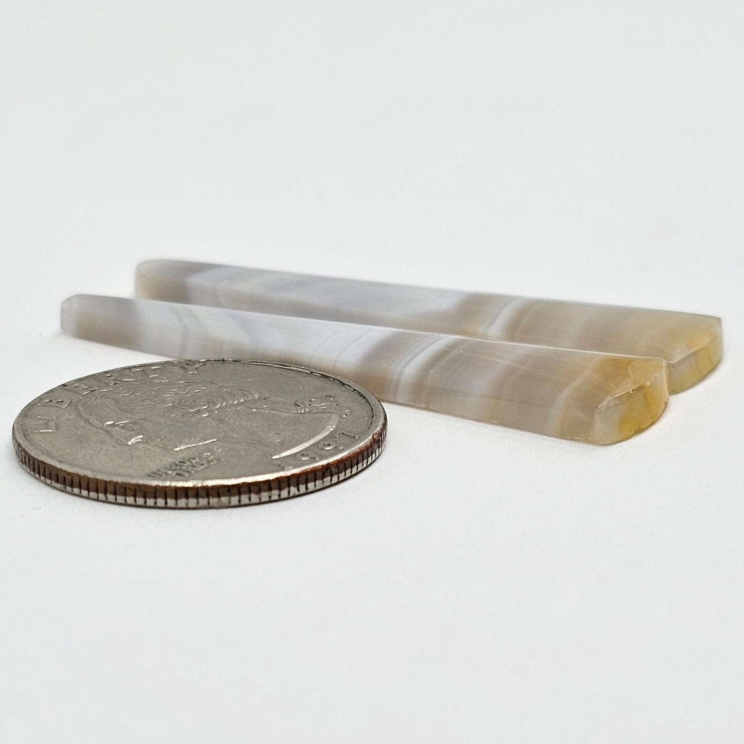 Grey Agate Cabochon Pair