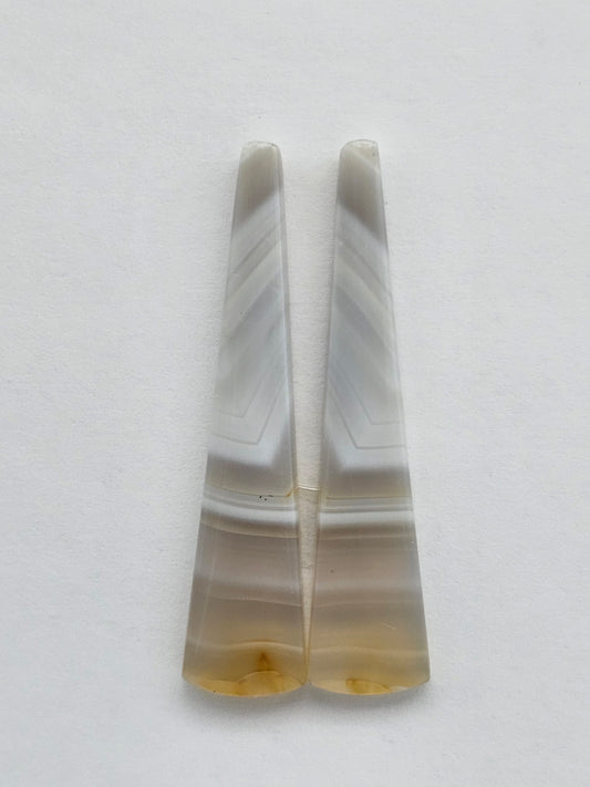 Grey Agate Cabochon Pair