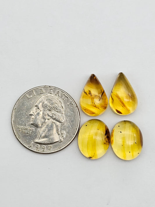 Amber authentic cabochon pair lot