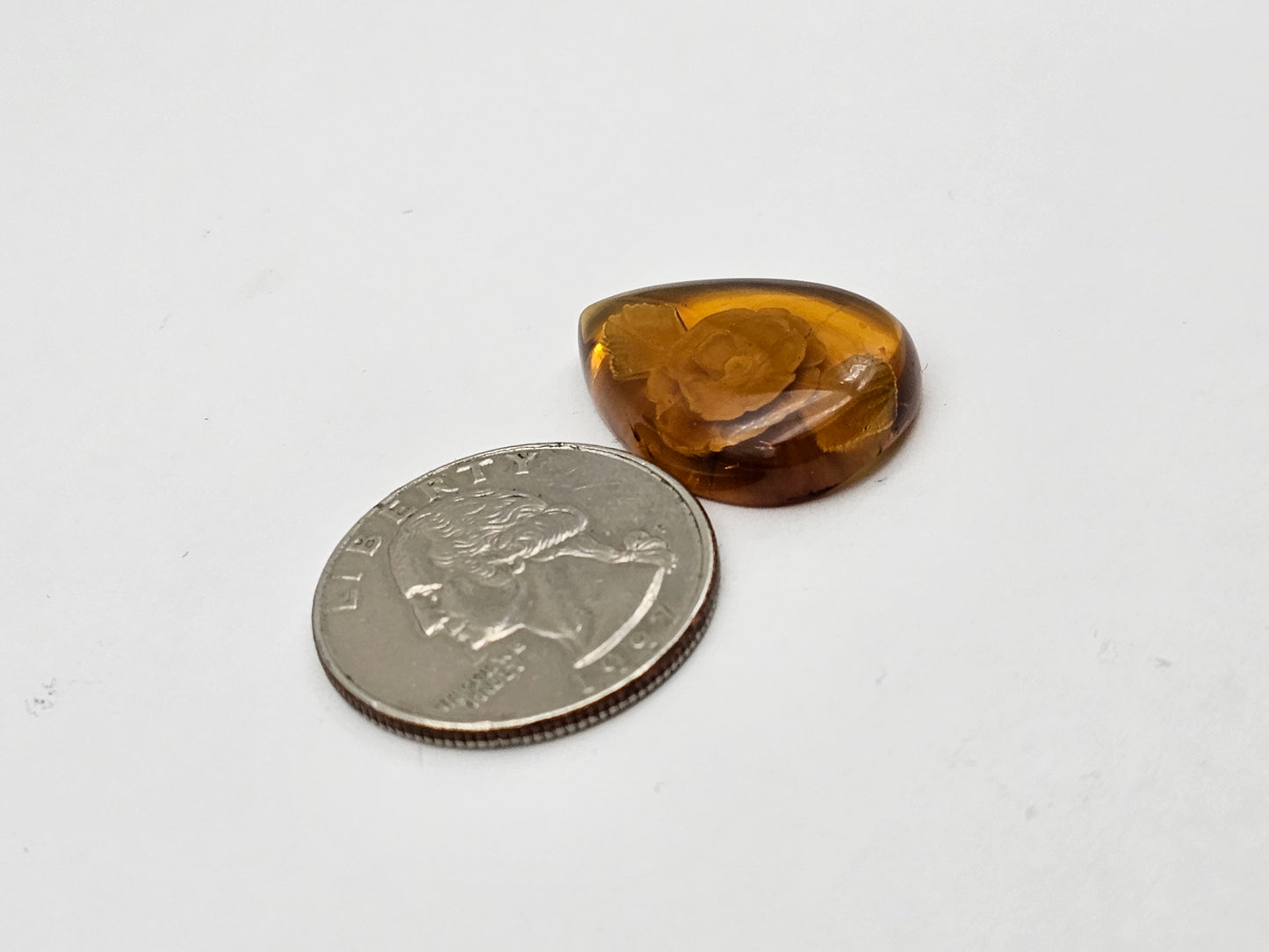 Amber authentic intaglio cabochon large