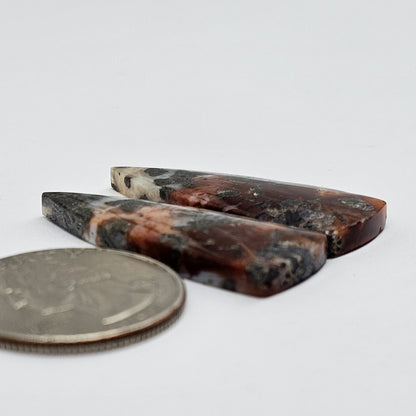 Marcasite Lace Agate Cabochon Pair