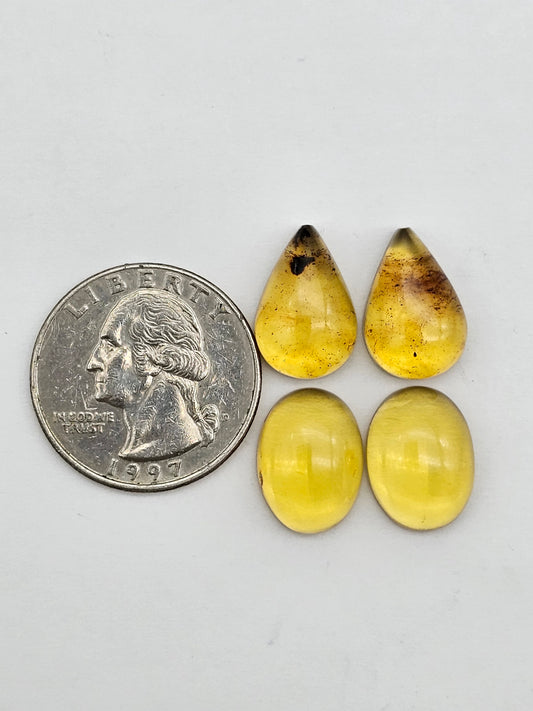 Amber authentic cabochon pair lot