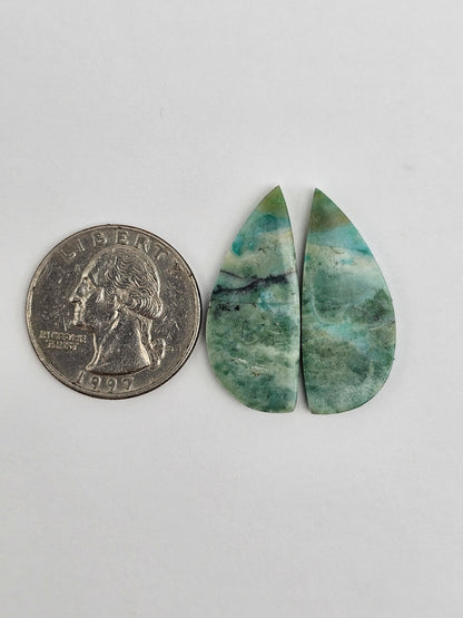 Chrysocolla Cabochon Pair