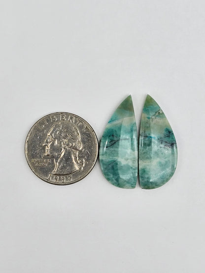Chrysocolla Cabochon Pair