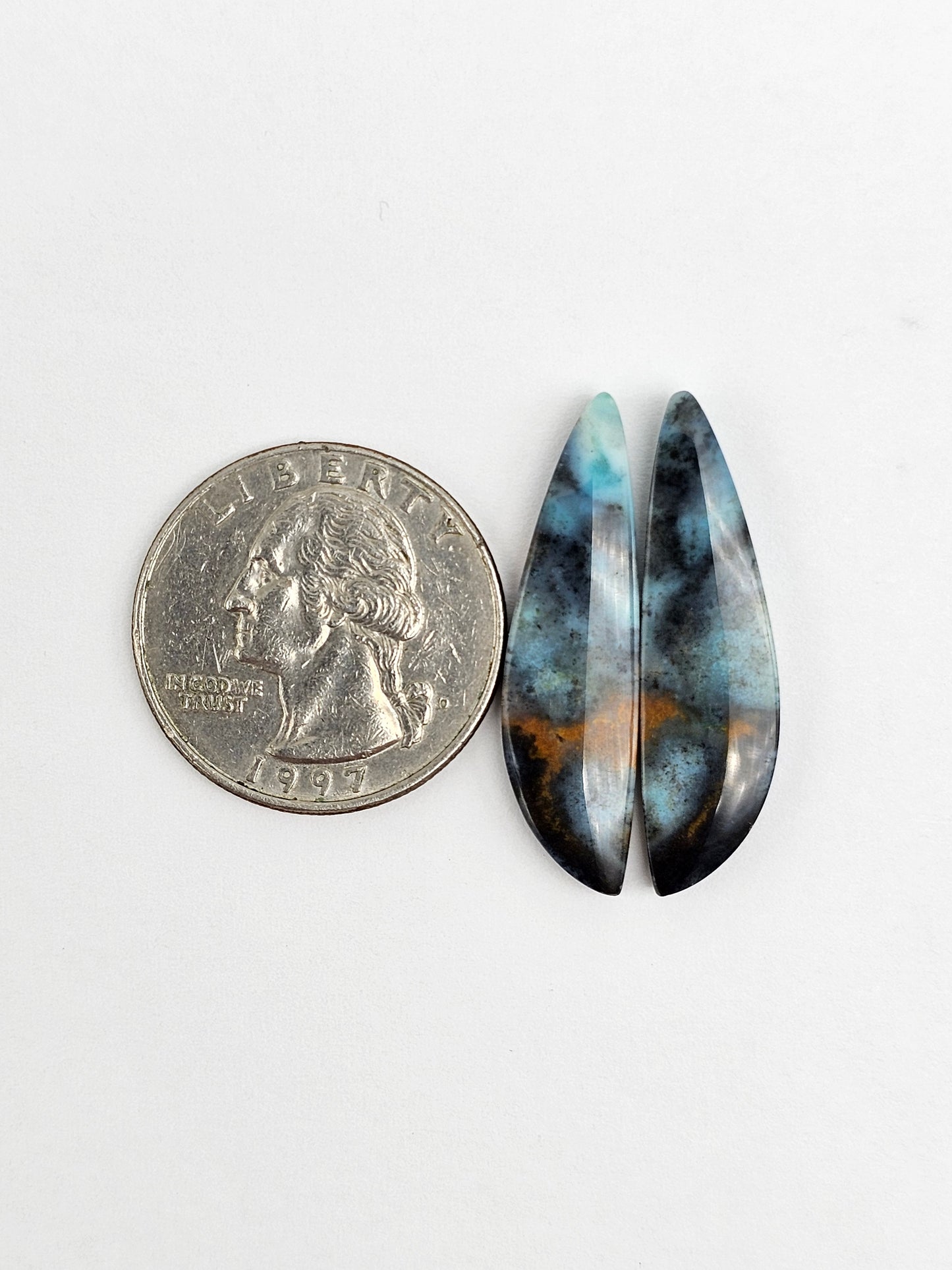 Chrysocolla Cabochon Pair