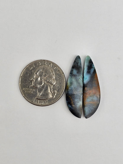 Chrysocolla Cabochon Pair