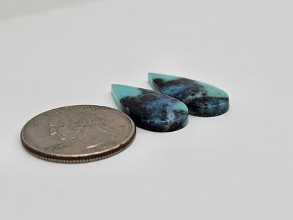 Chrysocolla Cabochon Pair