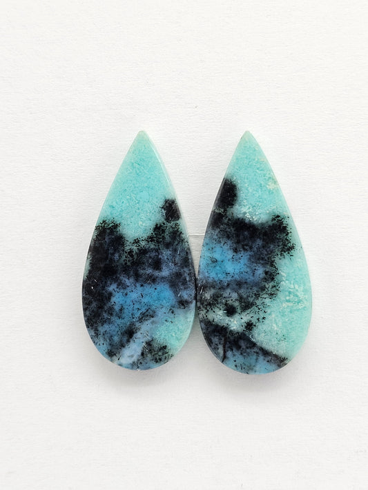 Chrysocolla Cabochon Pair