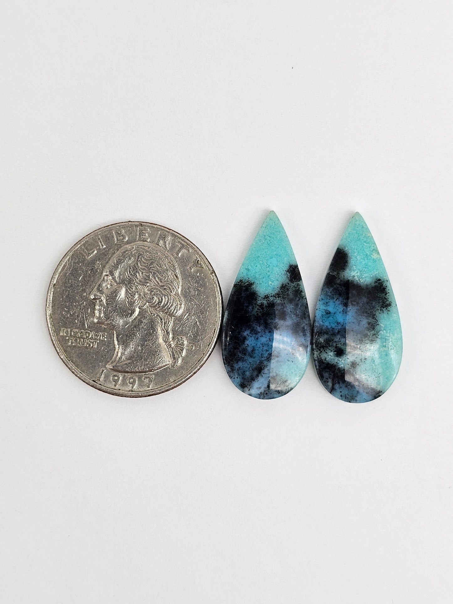 Chrysocolla Cabochon Pair