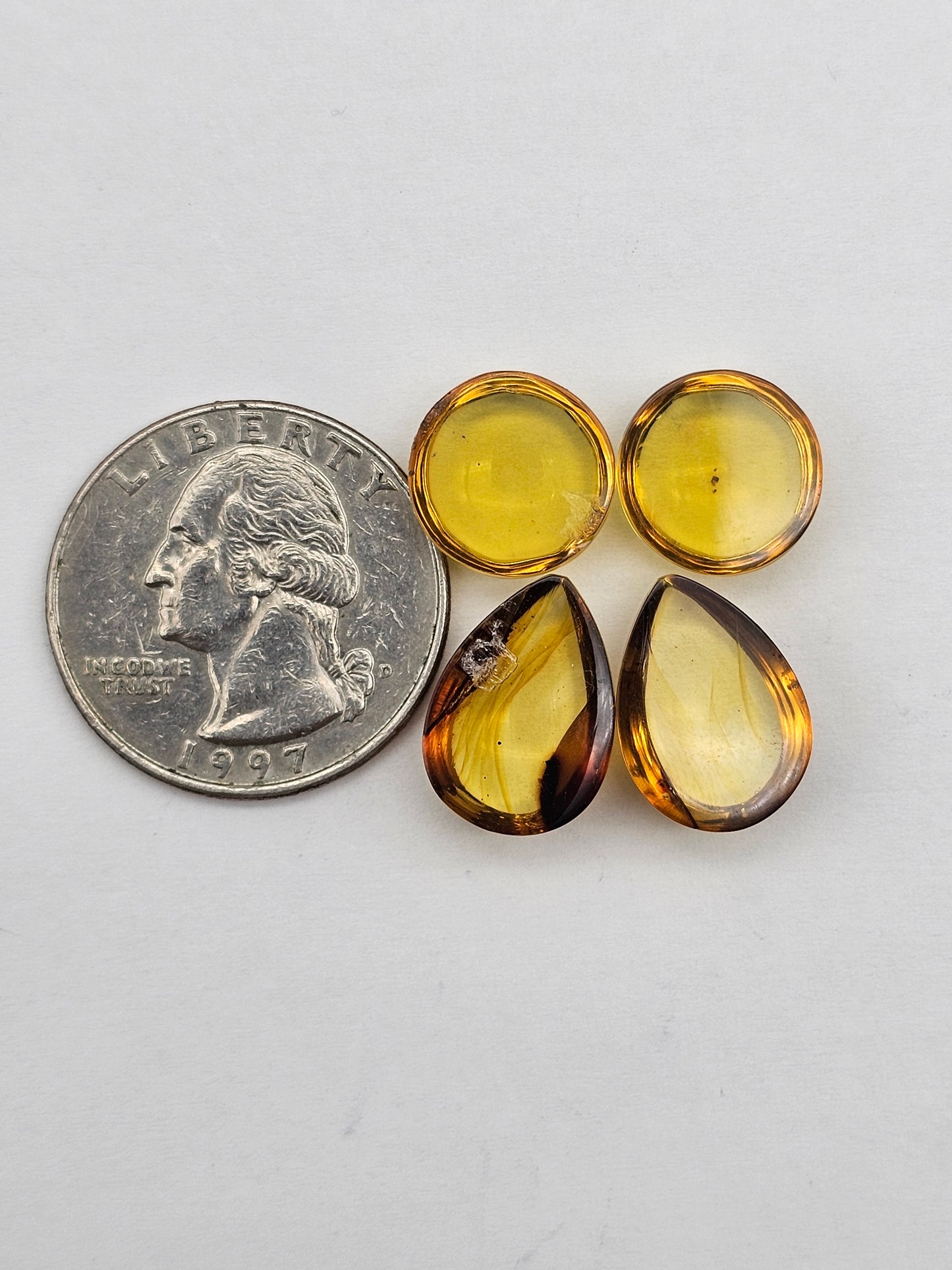 Amber authentic cabochon pair lot