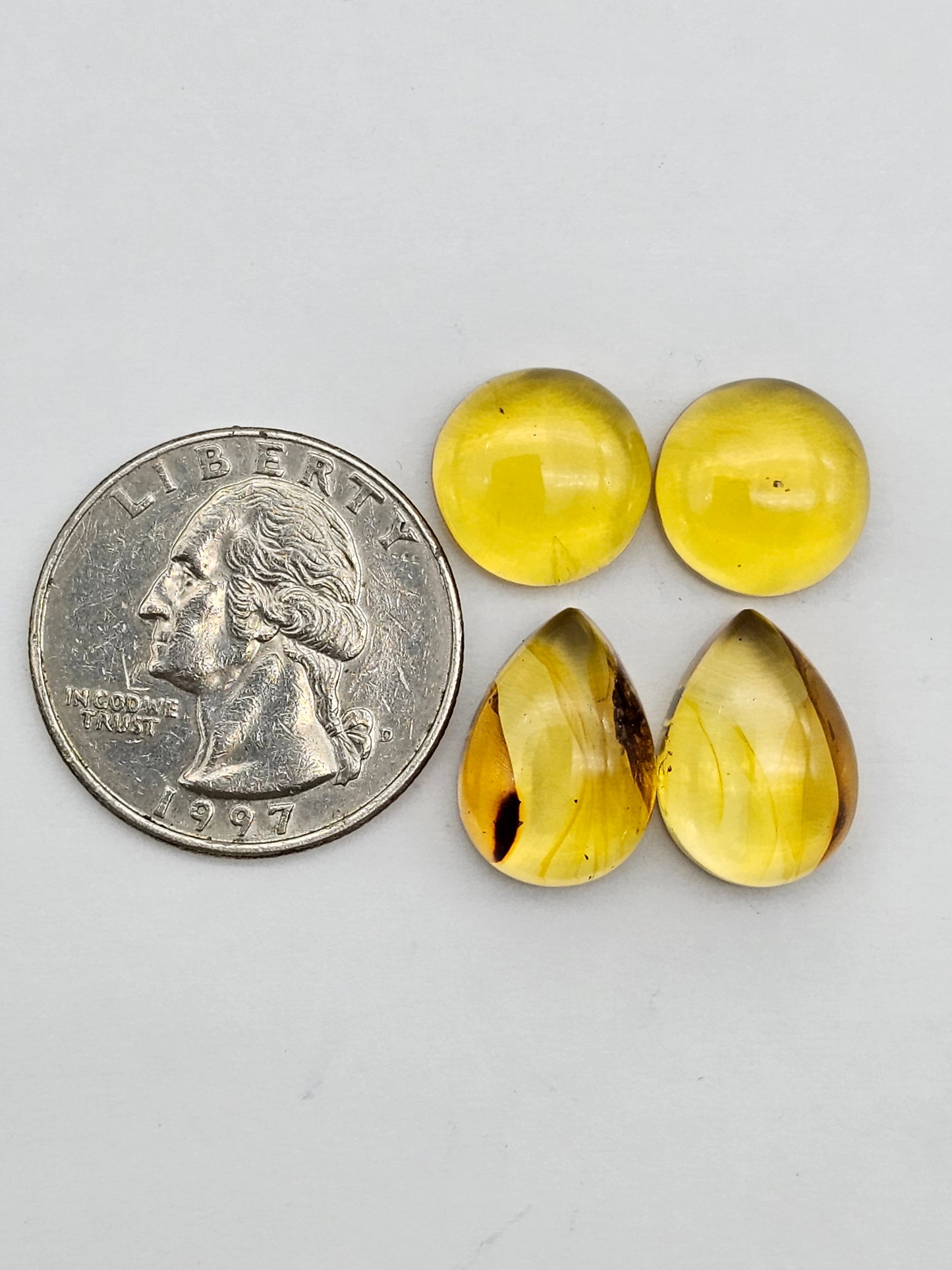Amber authentic cabochon pair lot